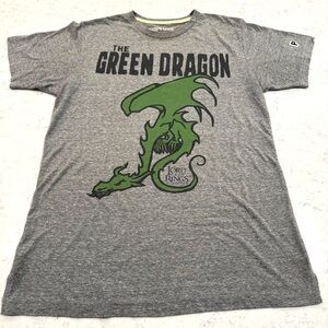 The Lord of the Rings Heathered Gray T-Shirt The Green Dragon Graphic Tee Men M